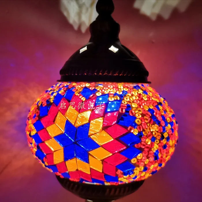 Mediterranean Ember — Hand-Inlaid Mosaic Glass Table Lamp