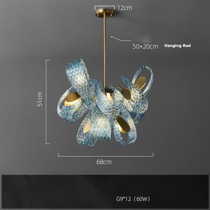 Azure Wave — Blue Glass & Brass Sculptural Lamp