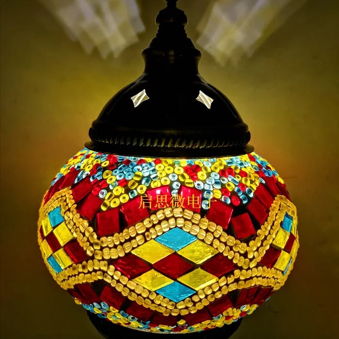 Mediterranean Ember — Hand-Inlaid Mosaic Glass Table Lamp