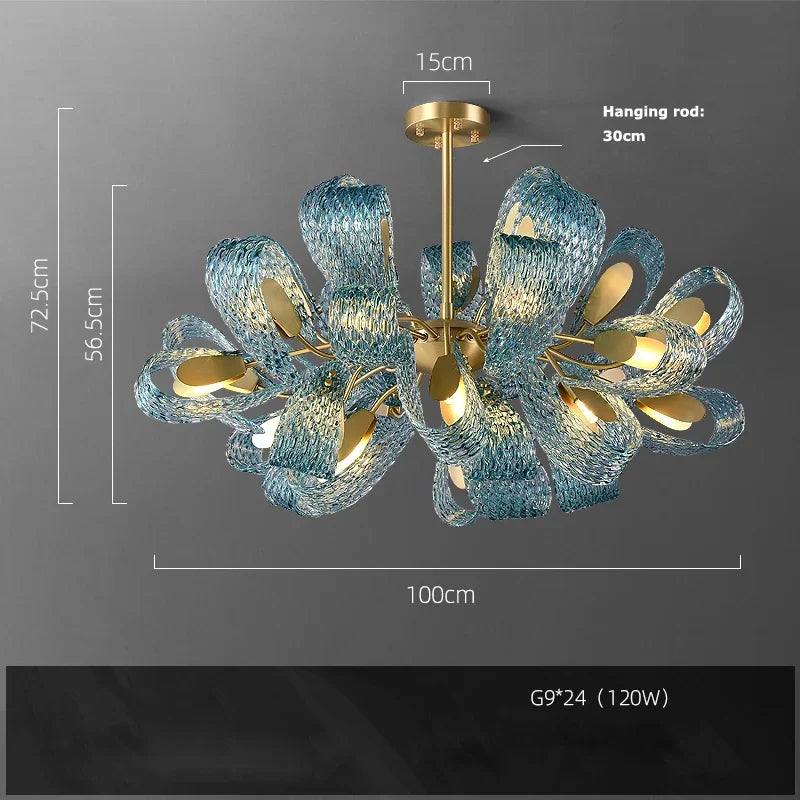 Azure Wave — Blue Glass & Brass Sculptural Lamp