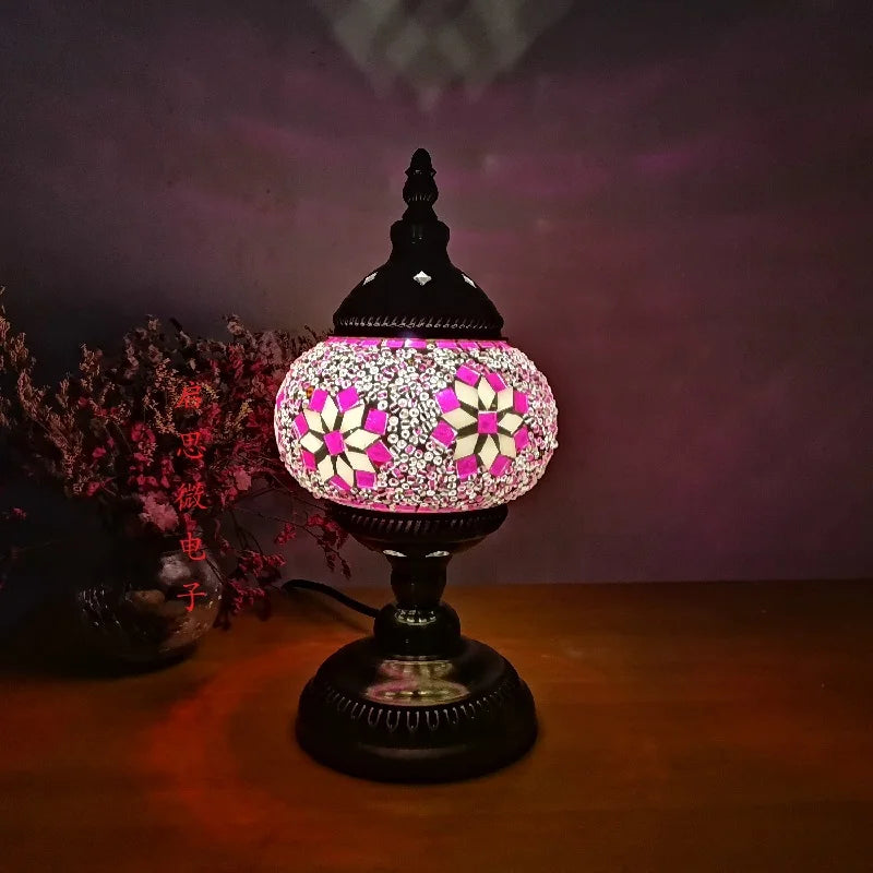Mediterranean Ember — Hand-Inlaid Mosaic Glass Table Lamp