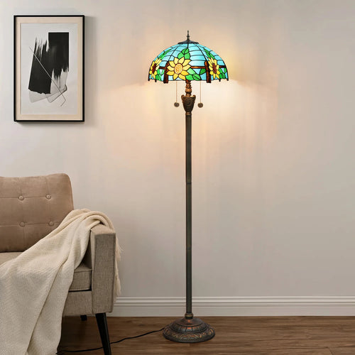 Amber Grove — Mosaic Stained Glass Floor Lamp | Tiffany Style