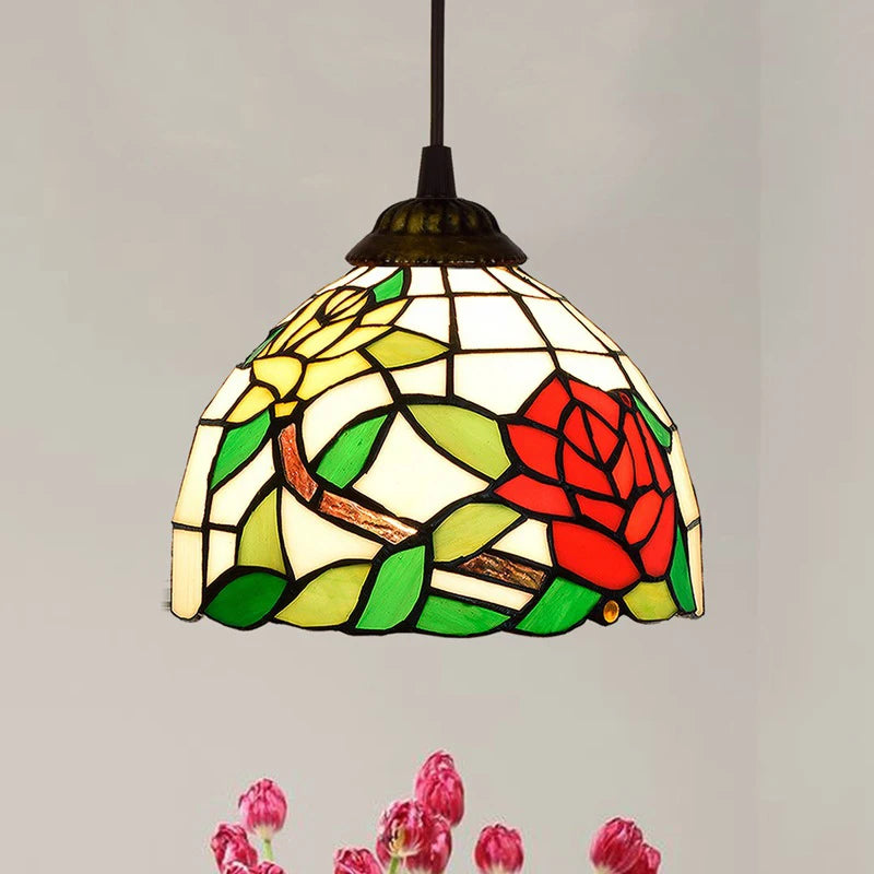 Aegean Whisper — Compact Stained Glass Pendant Lamp | Tiffany Style