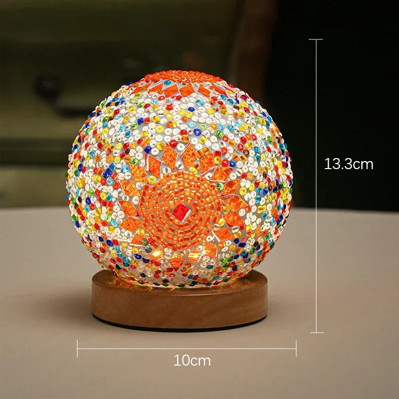 Bohemian Mosaic Glass Desk Lamp — Stained Glass Table Light