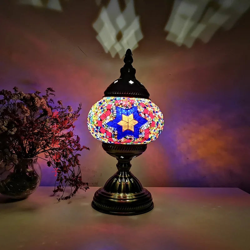 Mediterranean Ember — Hand-Inlaid Mosaic Glass Table Lamp