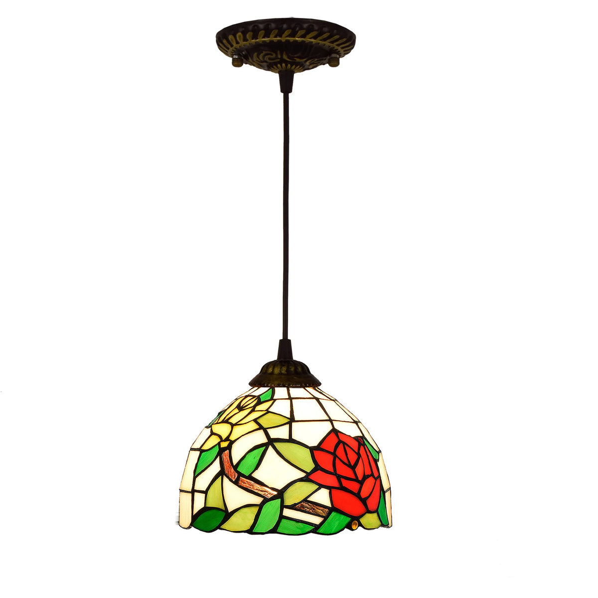 Aegean Whisper — Compact Stained Glass Pendant Lamp | Tiffany Style