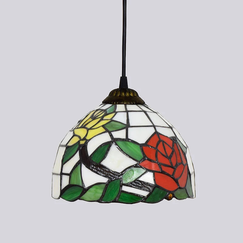 Aegean Whisper — Compact Stained Glass Pendant Lamp | Tiffany Style