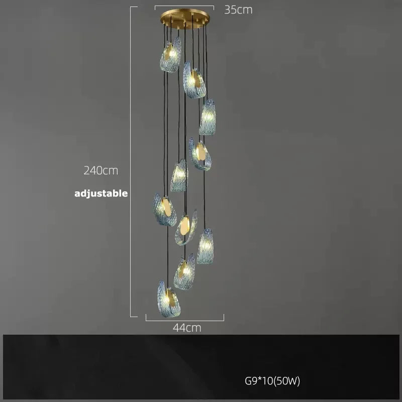 Azure Wave — Blue Glass & Brass Sculptural Lamp