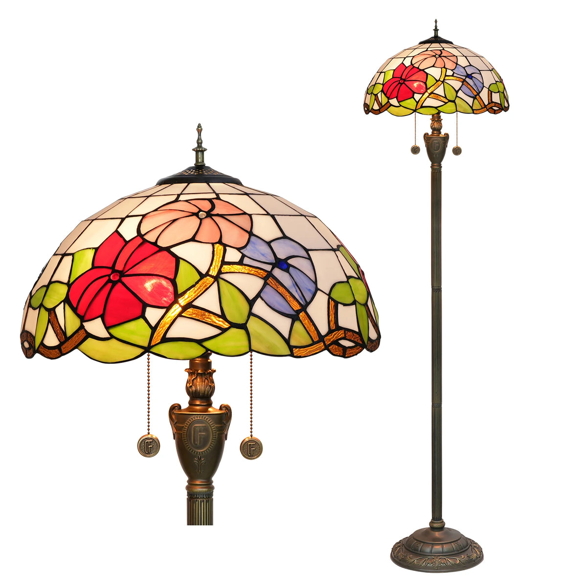 Amber Grove — Mosaic Stained Glass Floor Lamp | Tiffany Style