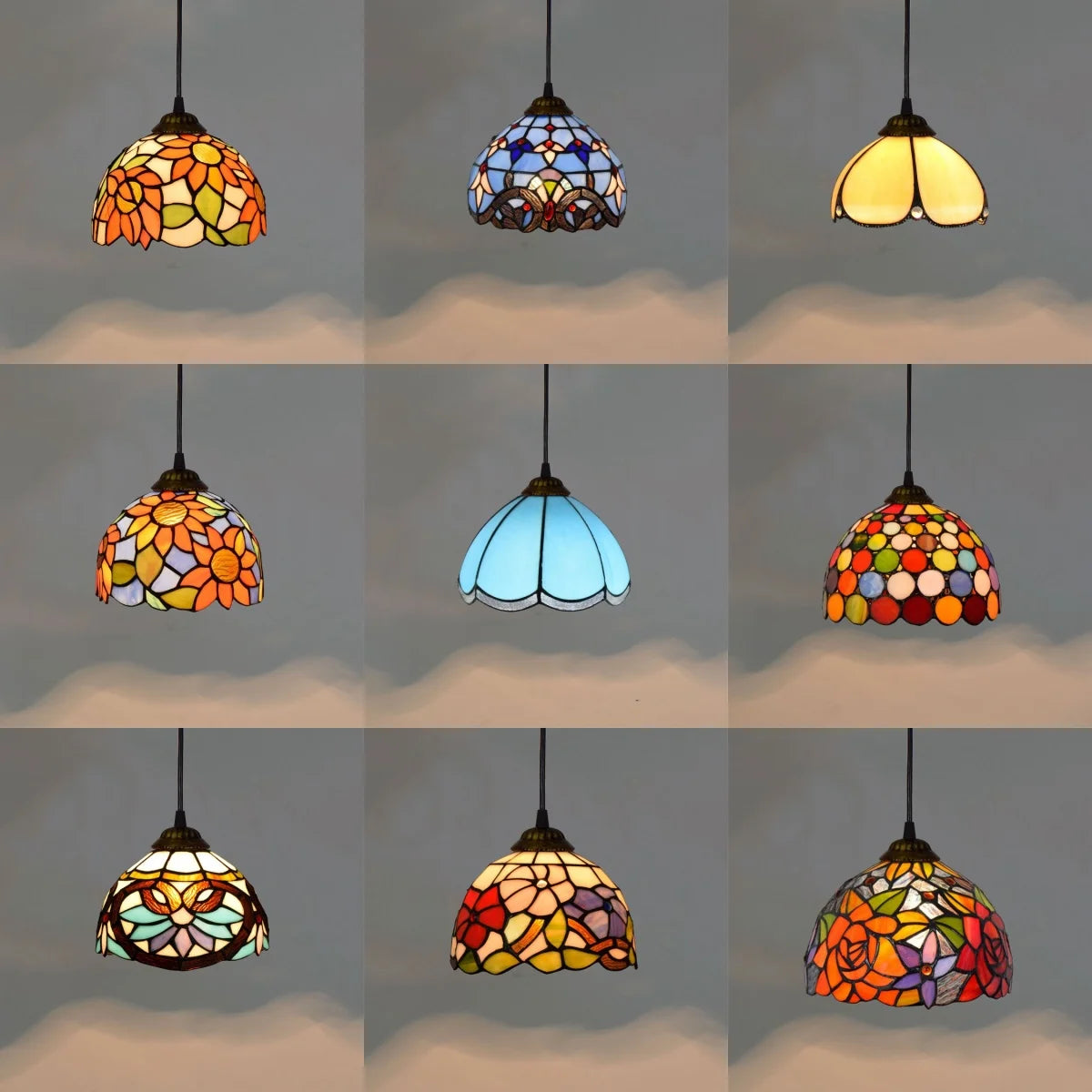 Aegean Whisper — Compact Stained Glass Pendant Lamp | Tiffany Style