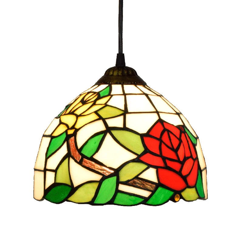 Aegean Whisper — Compact Stained Glass Pendant Lamp | Tiffany Style