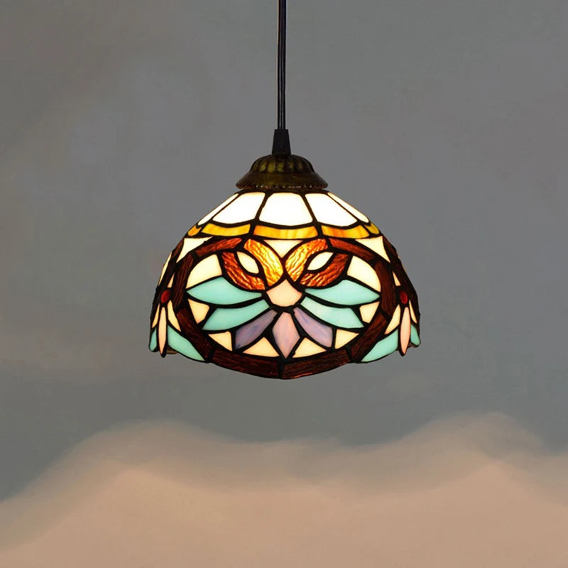 Aegean Whisper — Compact Stained Glass Pendant Lamp | Tiffany Style