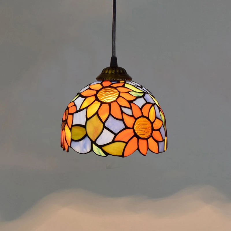Aegean Whisper — Compact Stained Glass Pendant Lamp | Tiffany Style